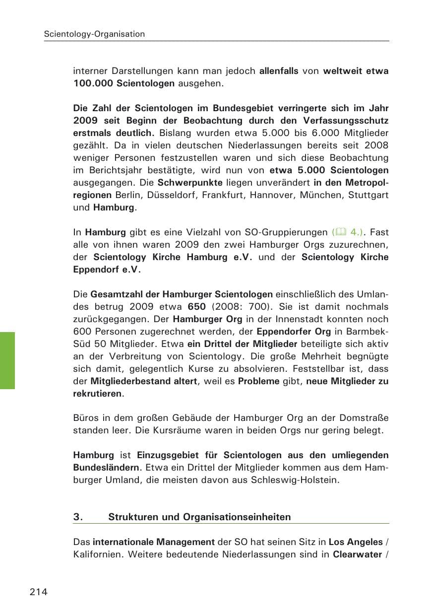 Seite 216 des Verfassungsschutzbericht 2009 Hamburg
