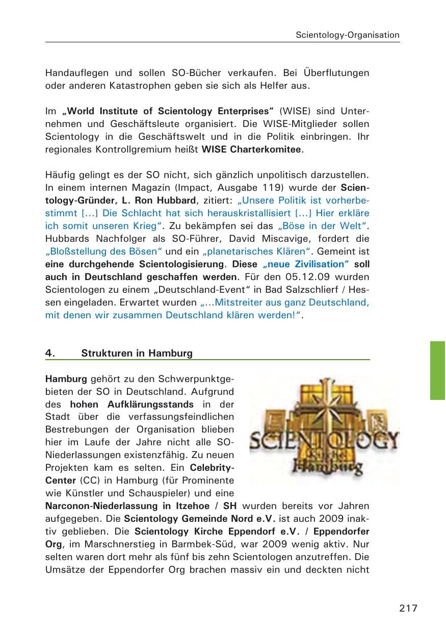 Seite 219 des Verfassungsschutzbericht 2009 Hamburg