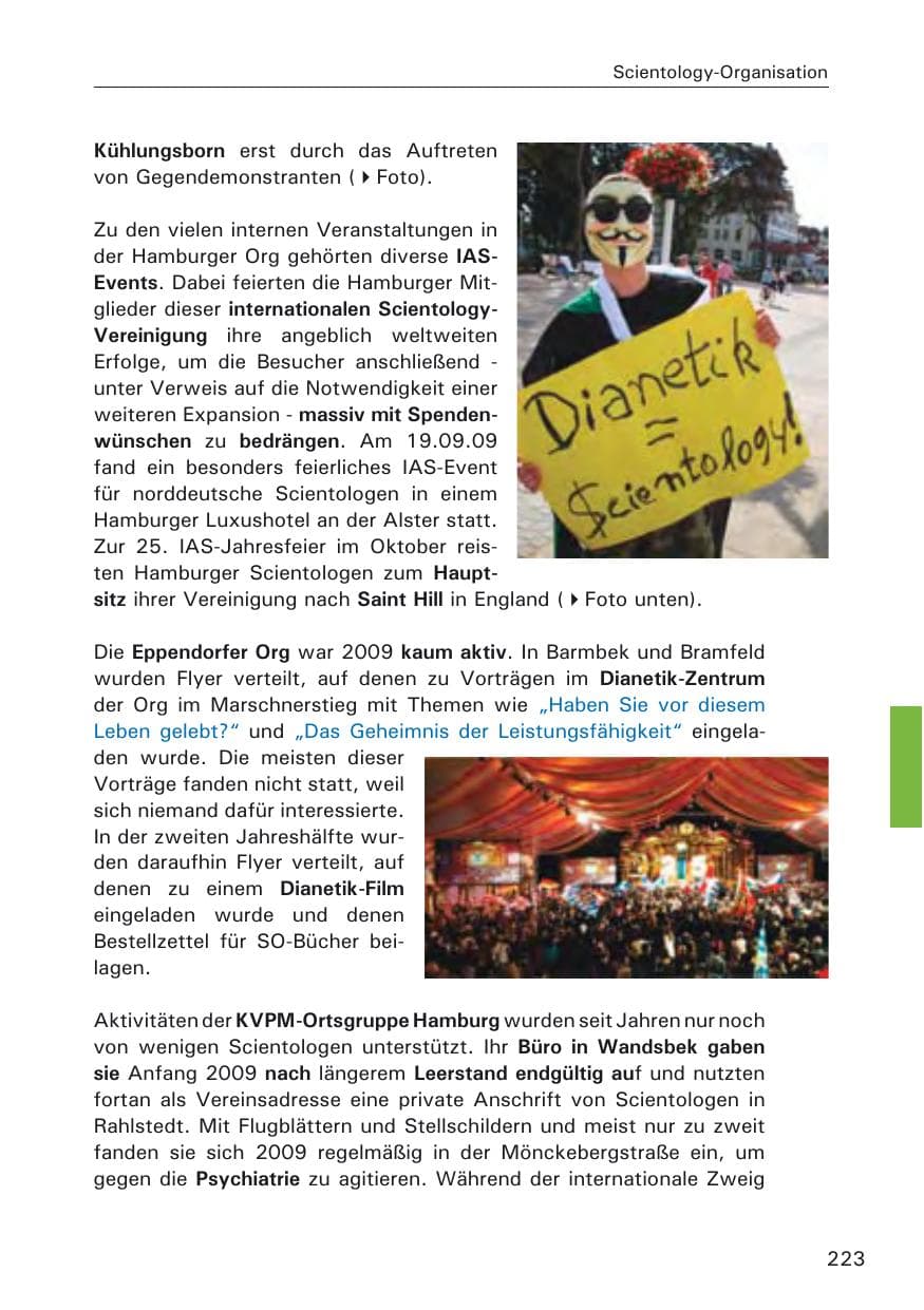 Seite 225 des Verfassungsschutzbericht 2009 Hamburg