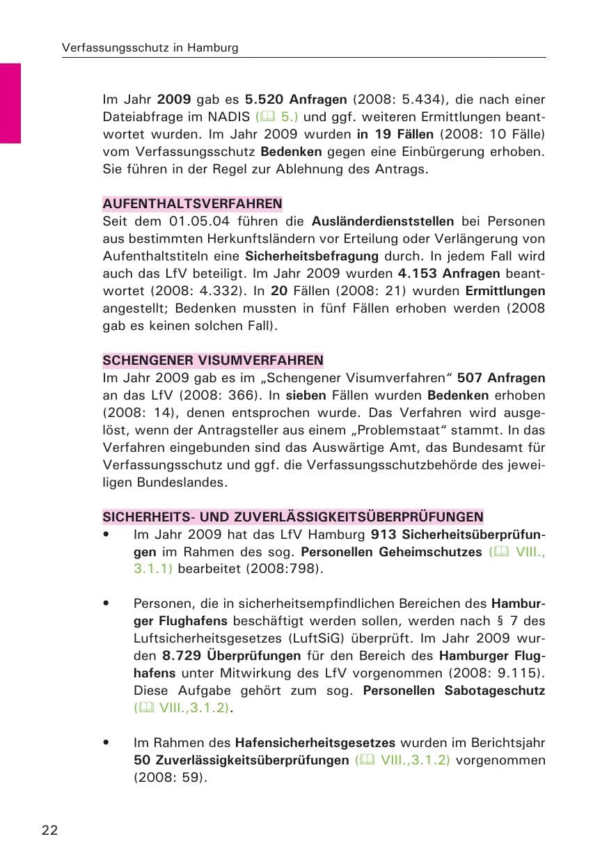 Seite 24 des Verfassungsschutzbericht 2009 Hamburg