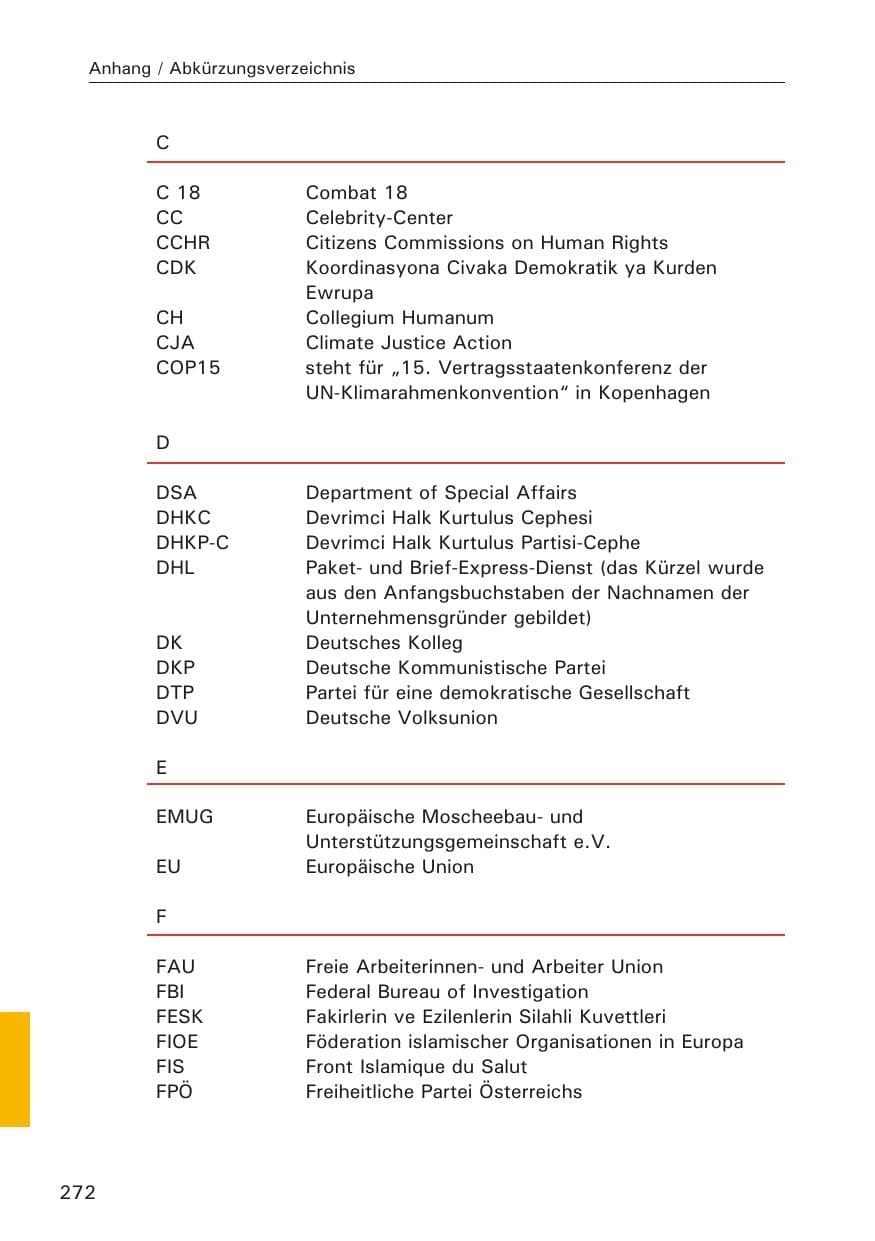Seite 274 des Verfassungsschutzbericht 2009 Hamburg