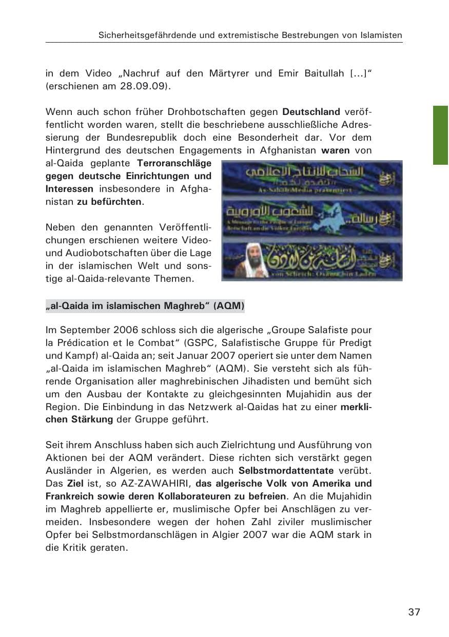 Seite 39 des Verfassungsschutzbericht 2009 Hamburg