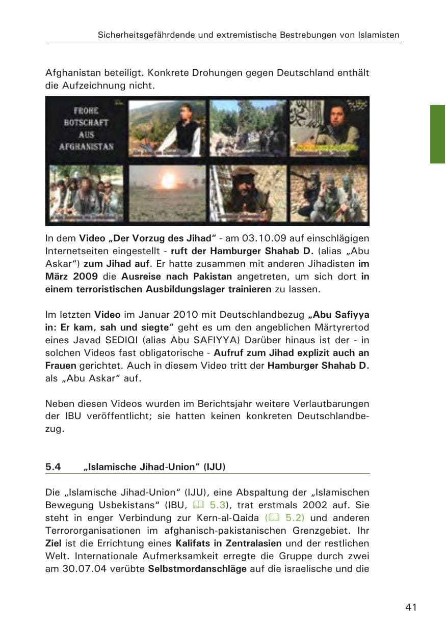 Seite 43 des Verfassungsschutzbericht 2009 Hamburg
