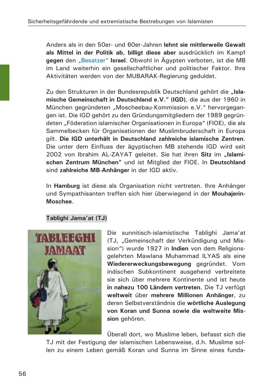 Seite 58 des Verfassungsschutzbericht 2009 Hamburg