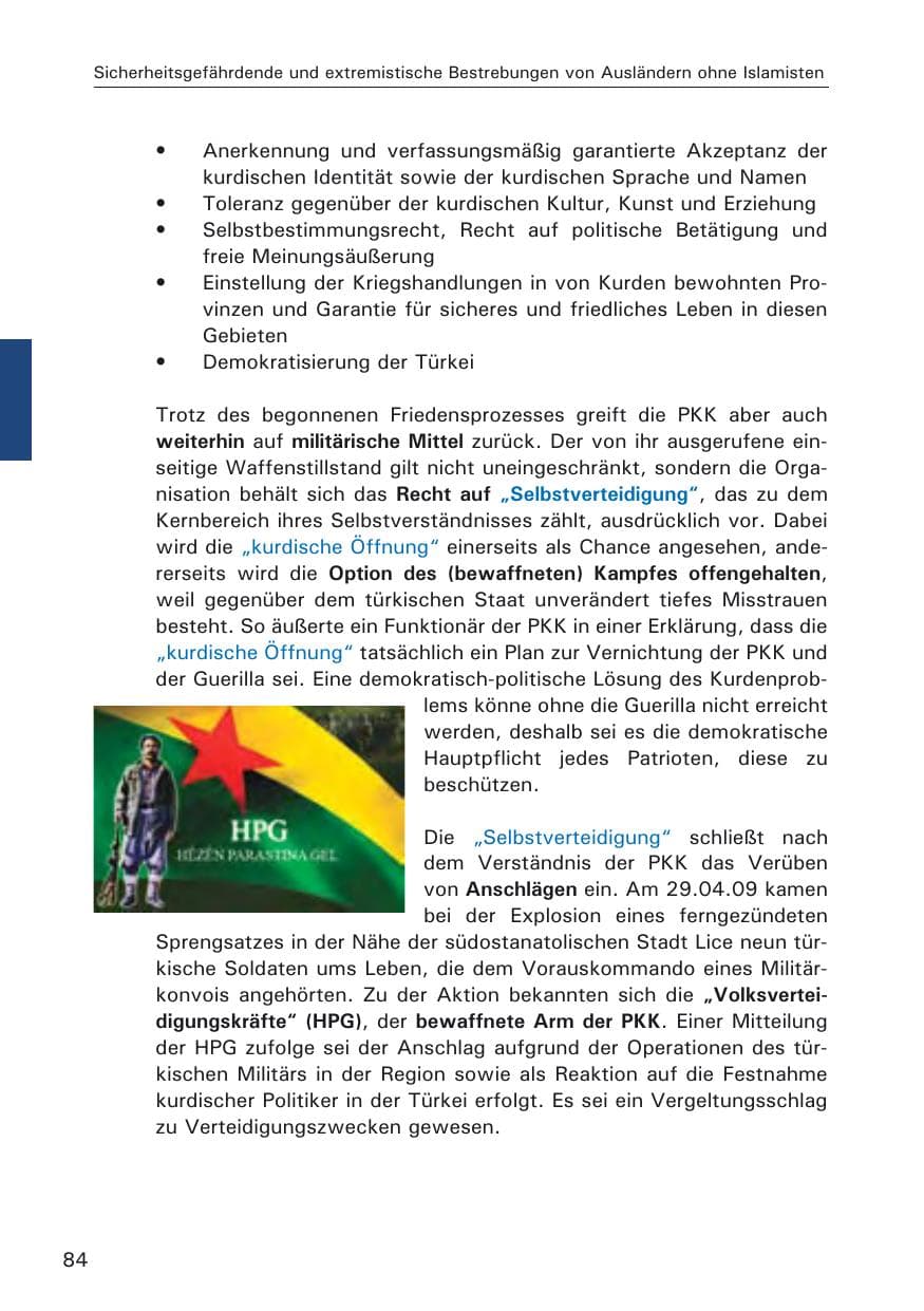Seite 86 des Verfassungsschutzbericht 2009 Hamburg