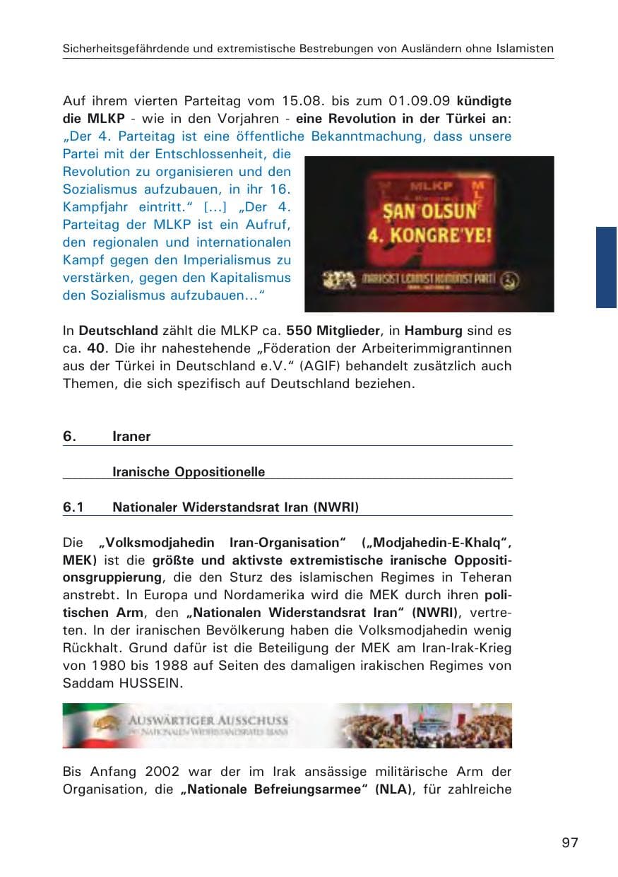 Seite 99 des Verfassungsschutzbericht 2009 Hamburg