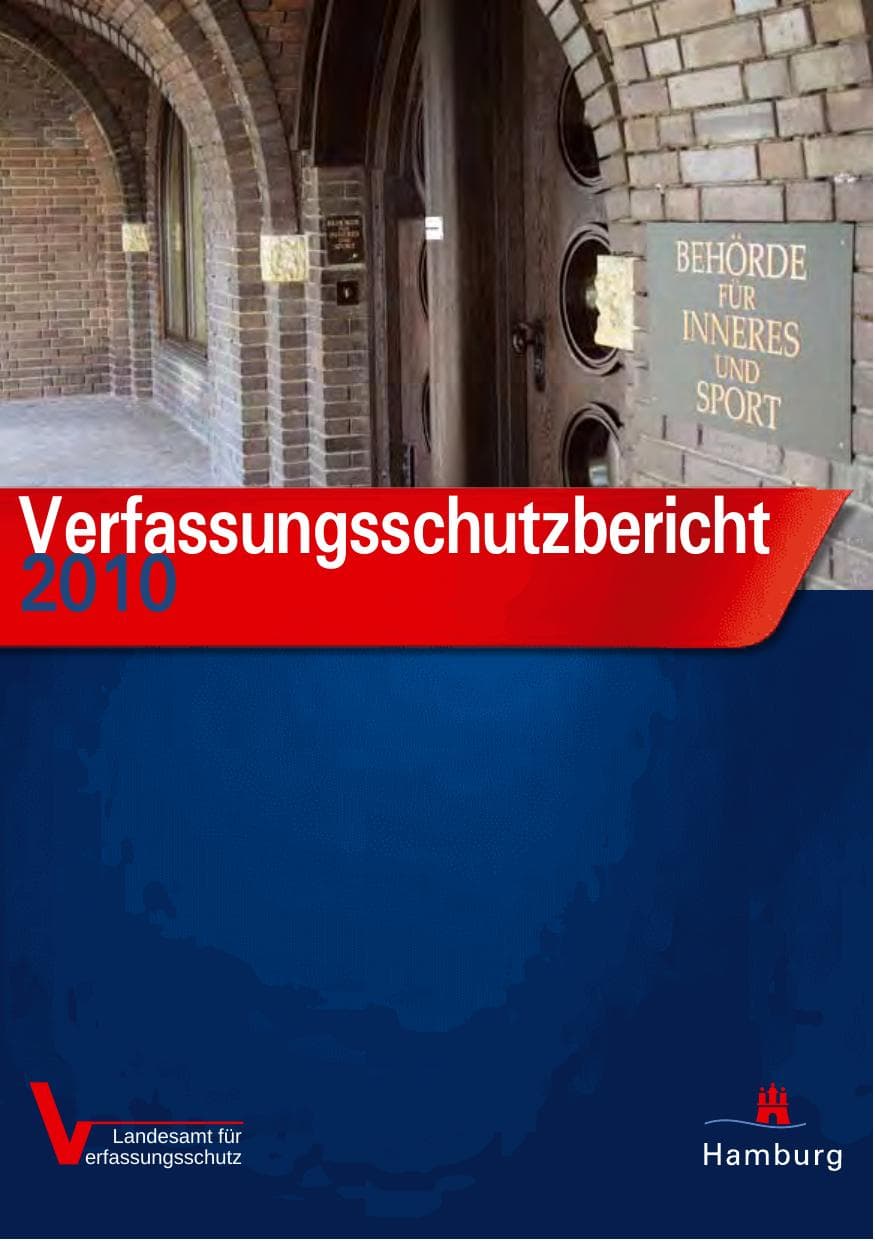 Seite 1 des Verfassungsschutzbericht 2010 Hamburg