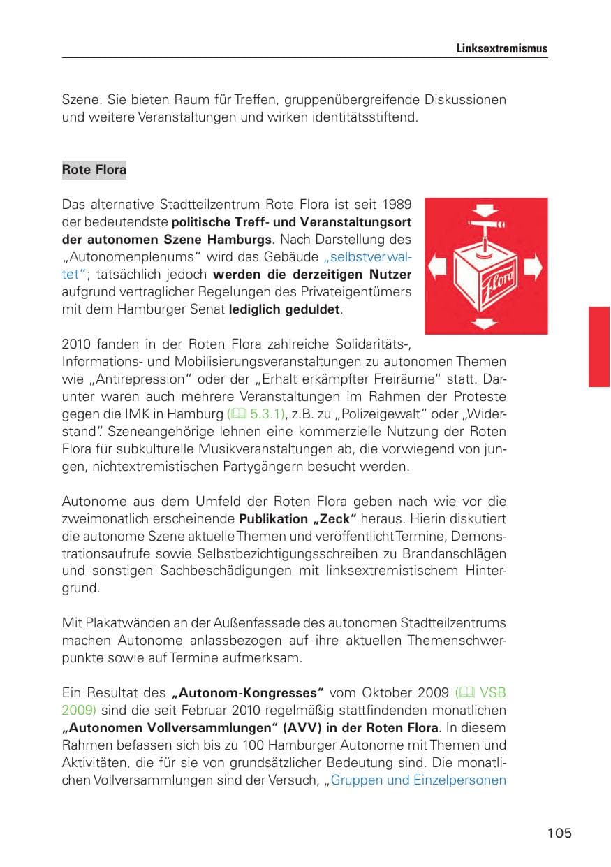 Seite 106 des Verfassungsschutzbericht 2010 Hamburg