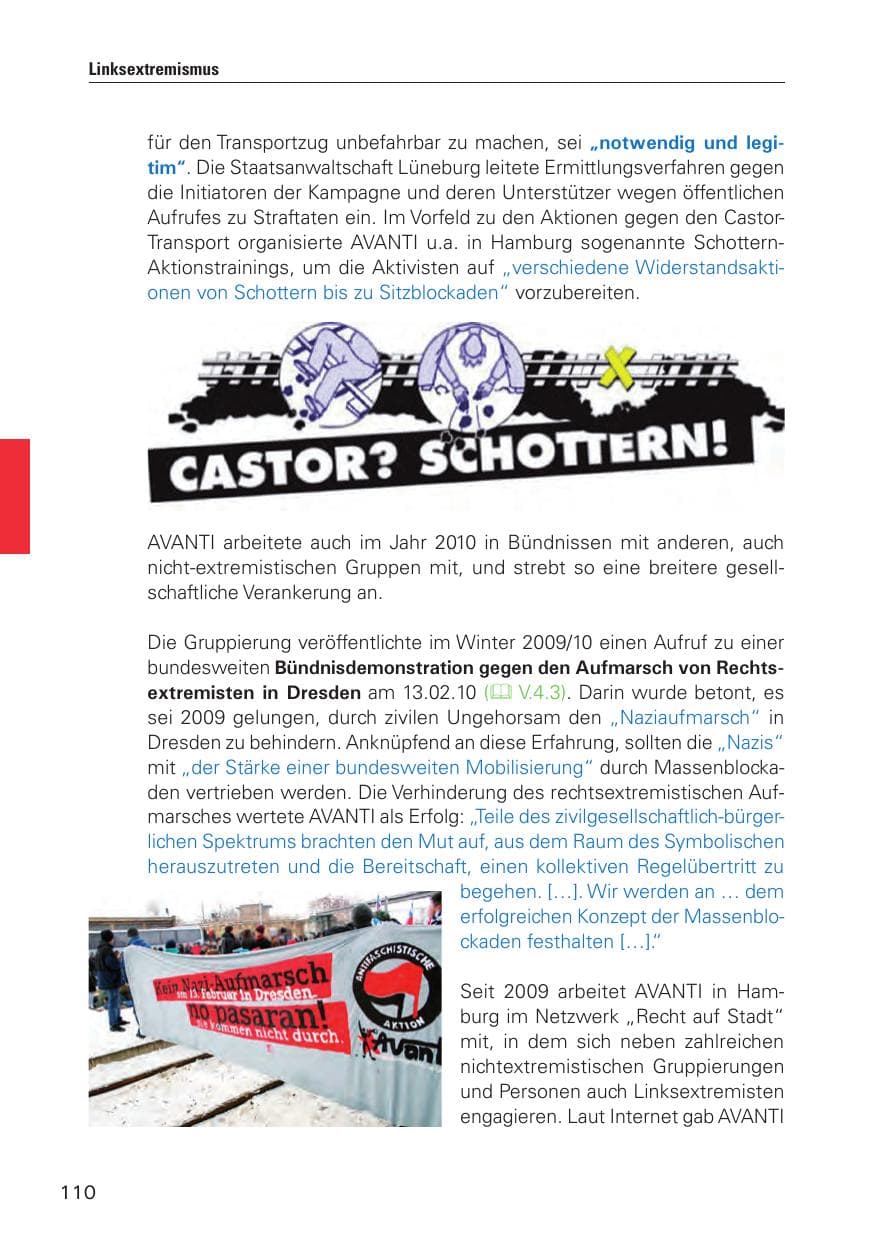 Seite 111 des Verfassungsschutzbericht 2010 Hamburg