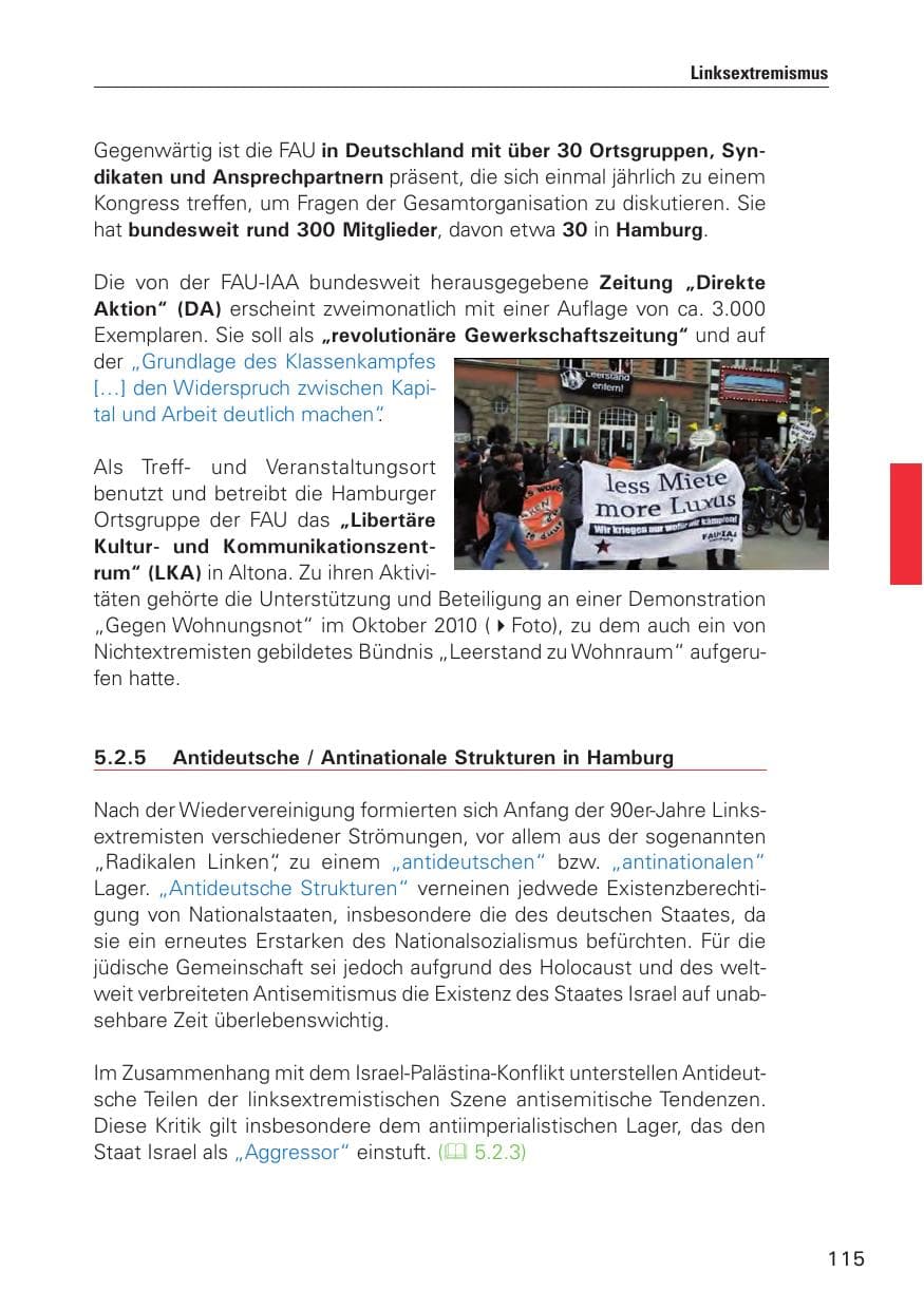 Seite 116 des Verfassungsschutzbericht 2010 Hamburg