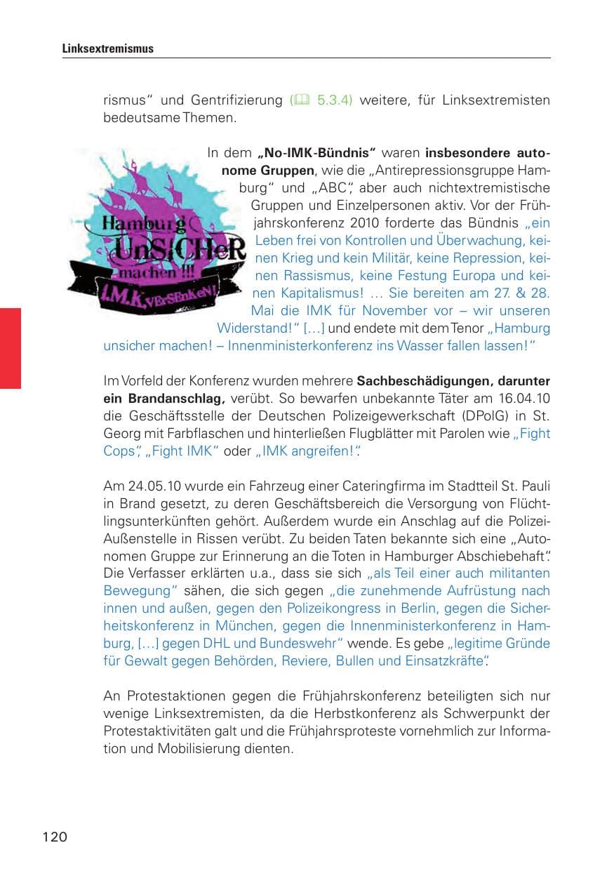 Seite 121 des Verfassungsschutzbericht 2010 Hamburg