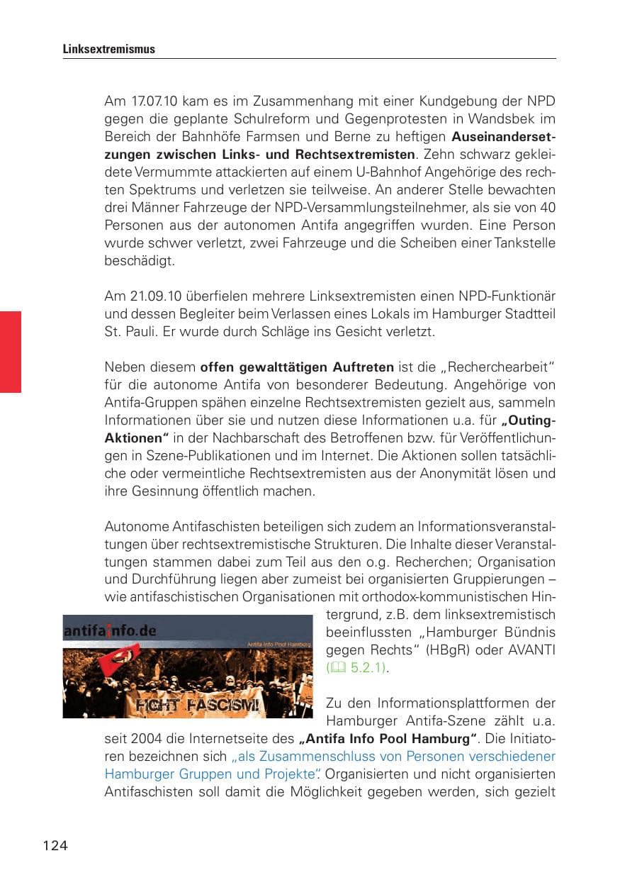 Seite 125 des Verfassungsschutzbericht 2010 Hamburg