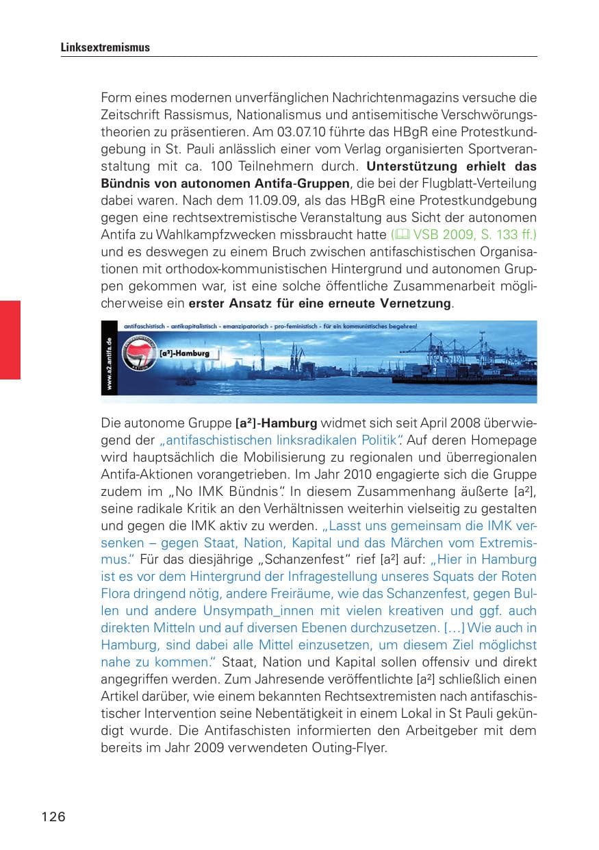 Seite 127 des Verfassungsschutzbericht 2010 Hamburg