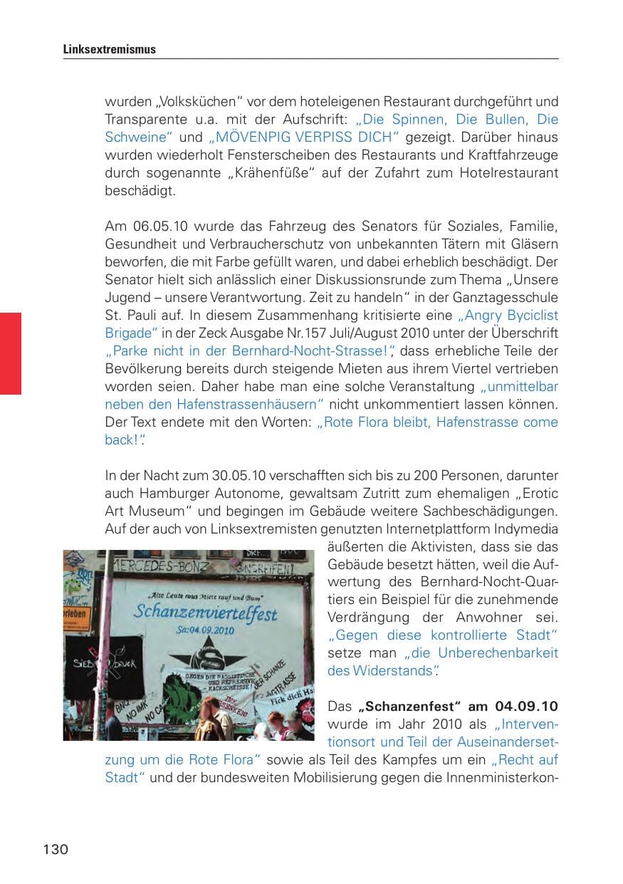 Seite 131 des Verfassungsschutzbericht 2010 Hamburg