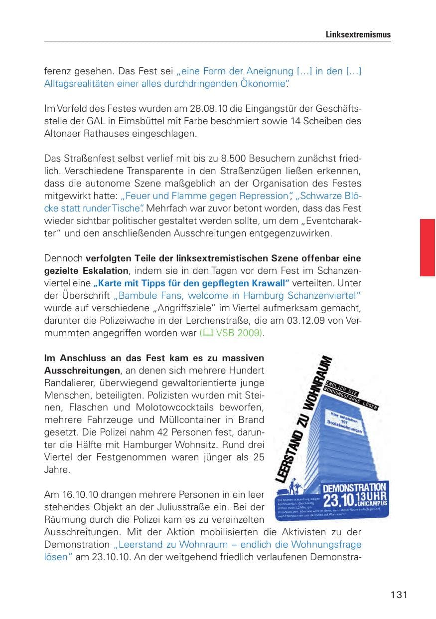 Seite 132 des Verfassungsschutzbericht 2010 Hamburg