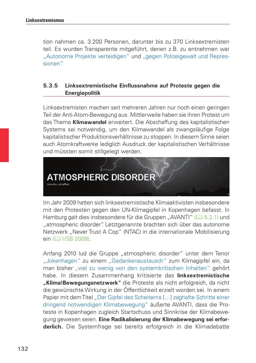 Seite 133 des Verfassungsschutzbericht 2010 Hamburg