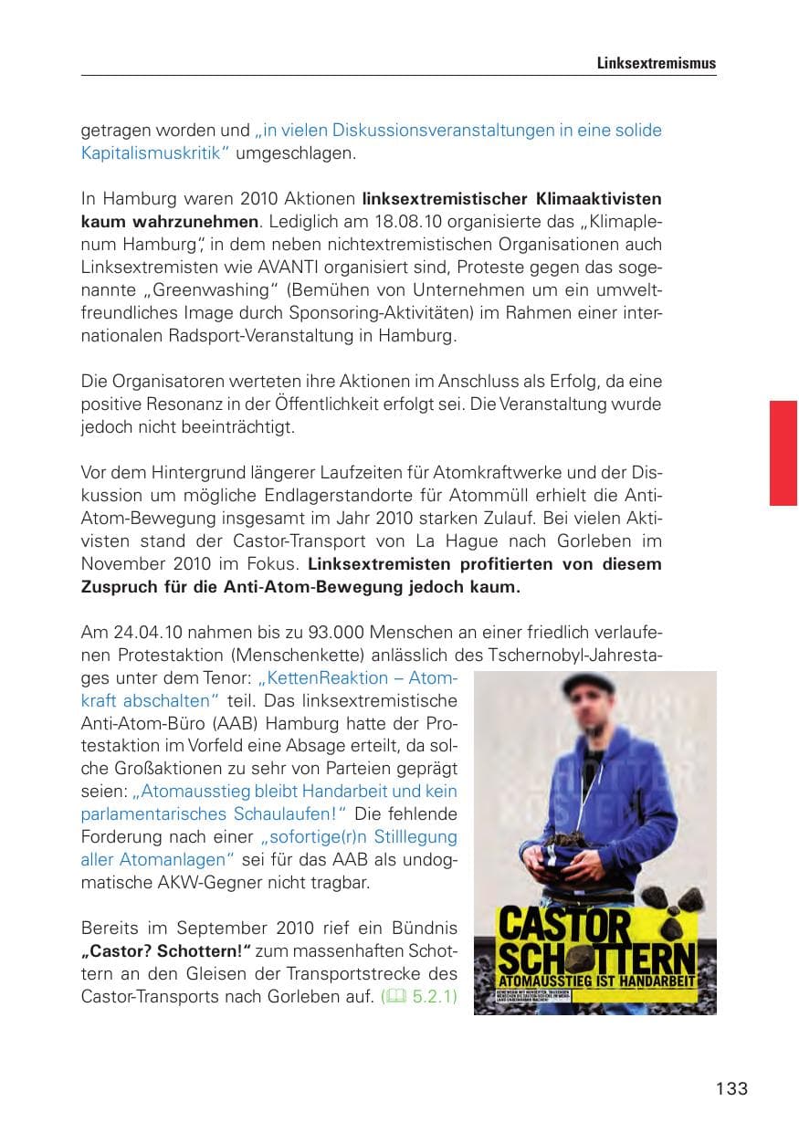 Seite 134 des Verfassungsschutzbericht 2010 Hamburg