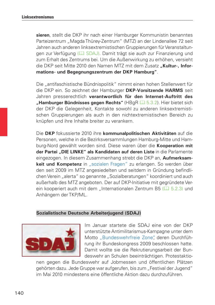 Seite 141 des Verfassungsschutzbericht 2010 Hamburg