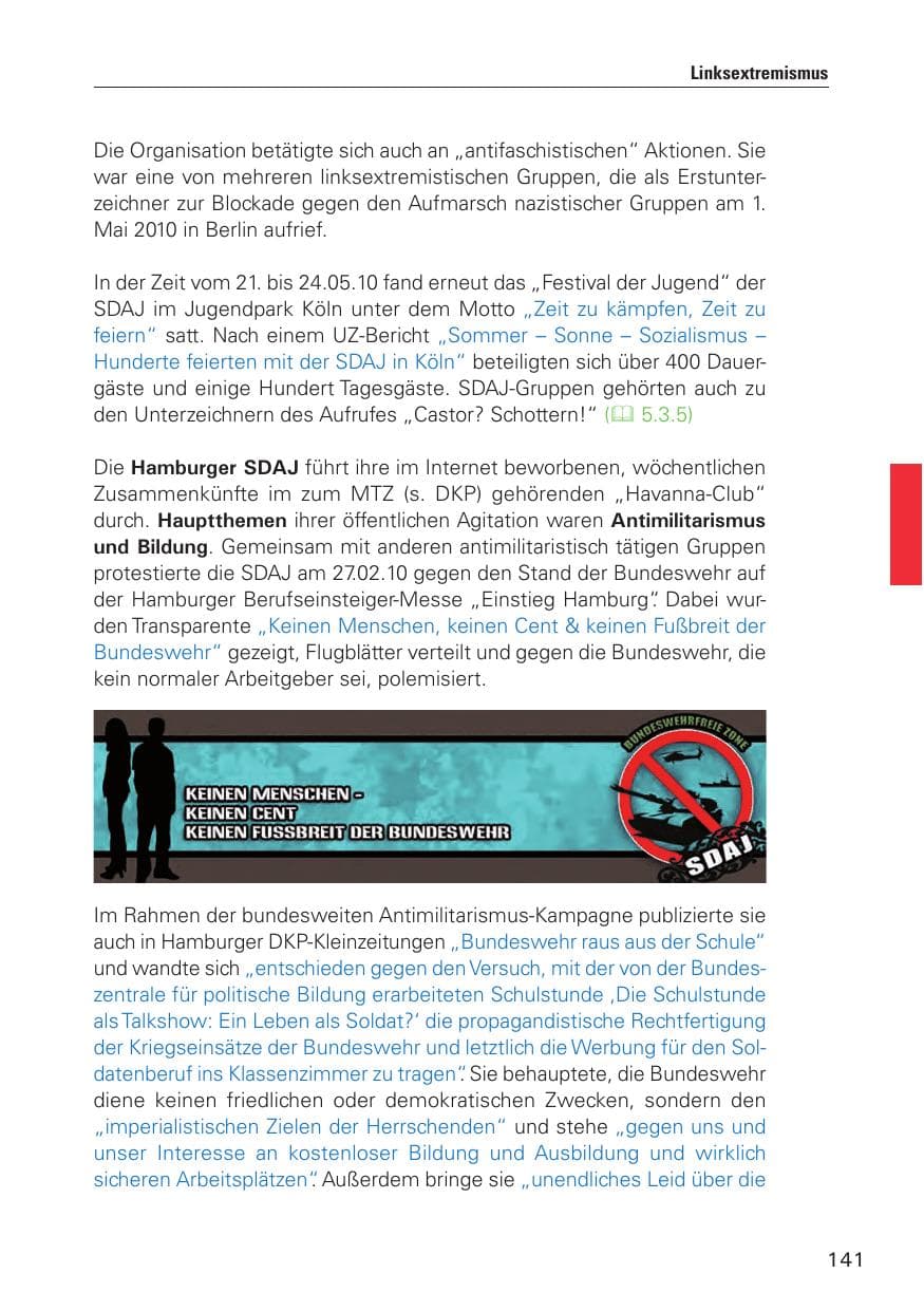 Seite 142 des Verfassungsschutzbericht 2010 Hamburg