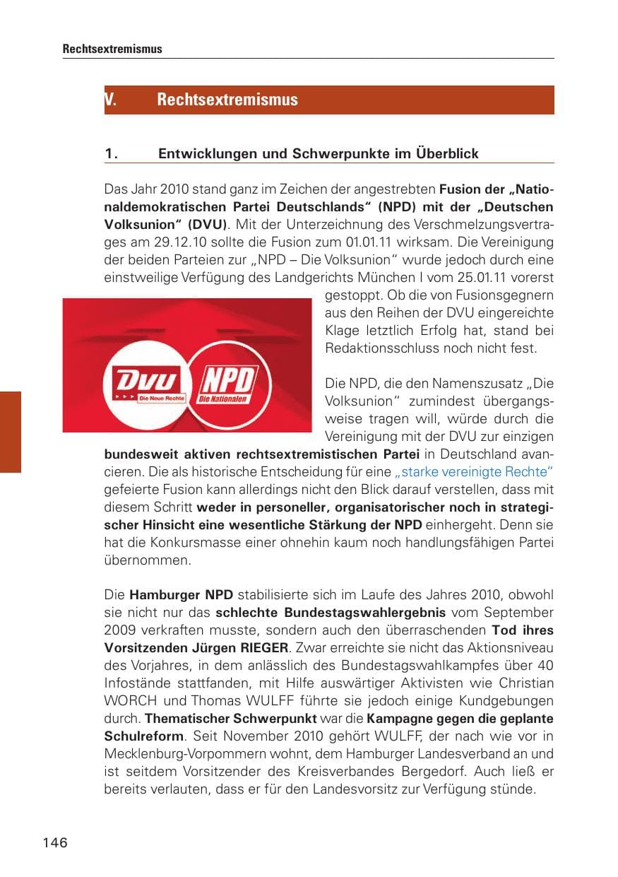 Seite 147 des Verfassungsschutzbericht 2010 Hamburg