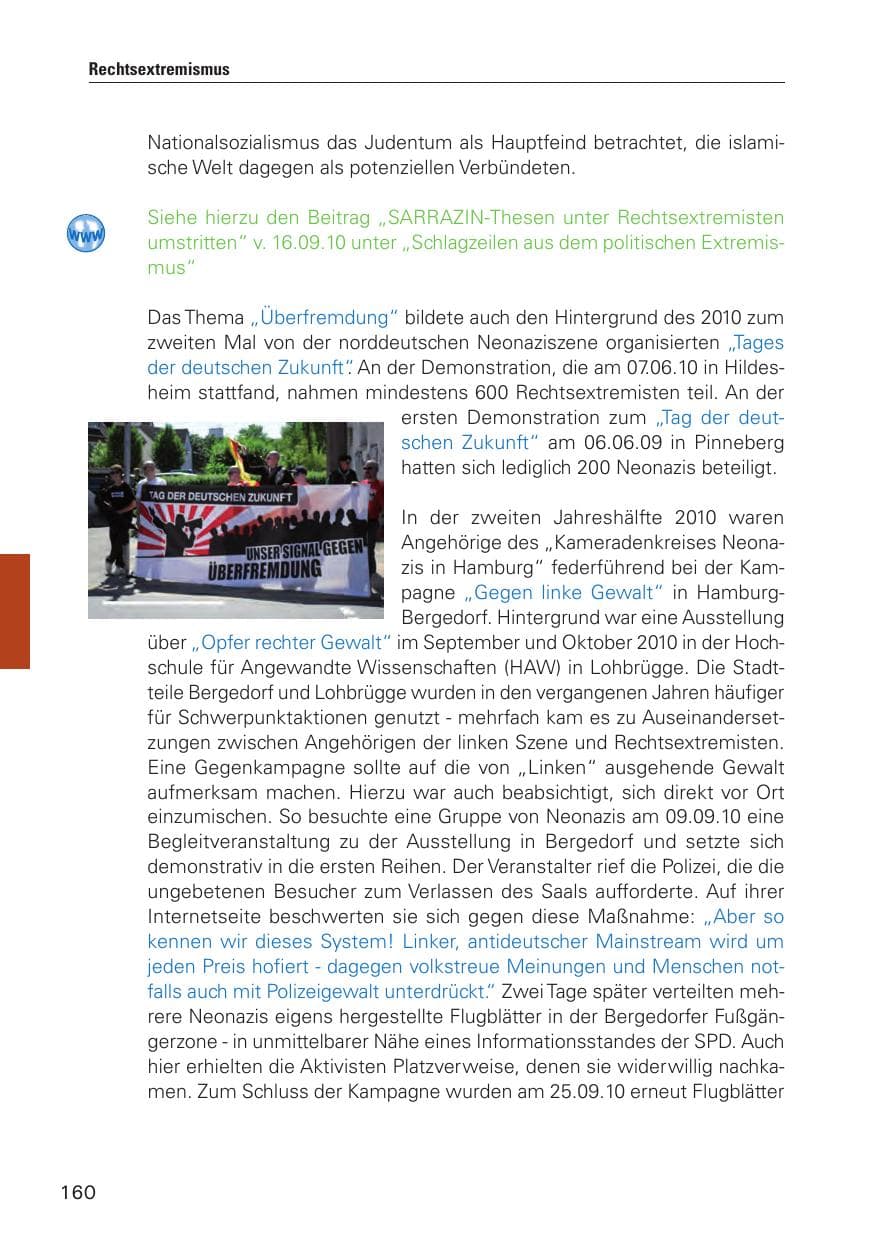 Seite 161 des Verfassungsschutzbericht 2010 Hamburg