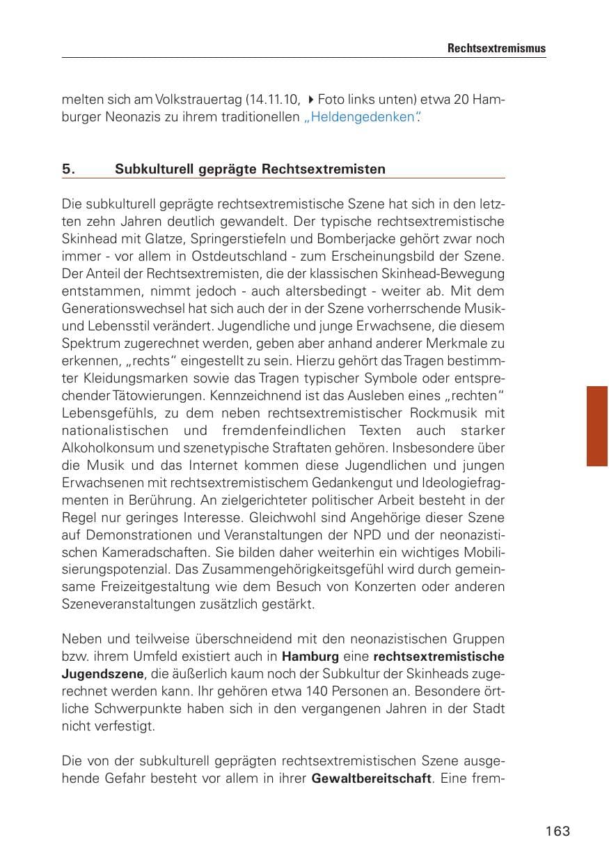 Seite 164 des Verfassungsschutzbericht 2010 Hamburg