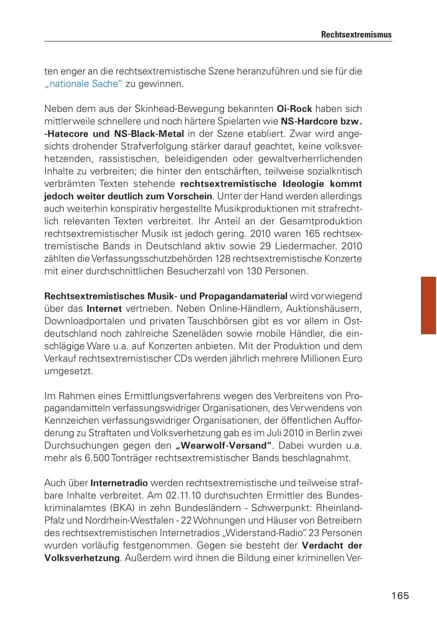 Seite 166 des Verfassungsschutzbericht 2010 Hamburg