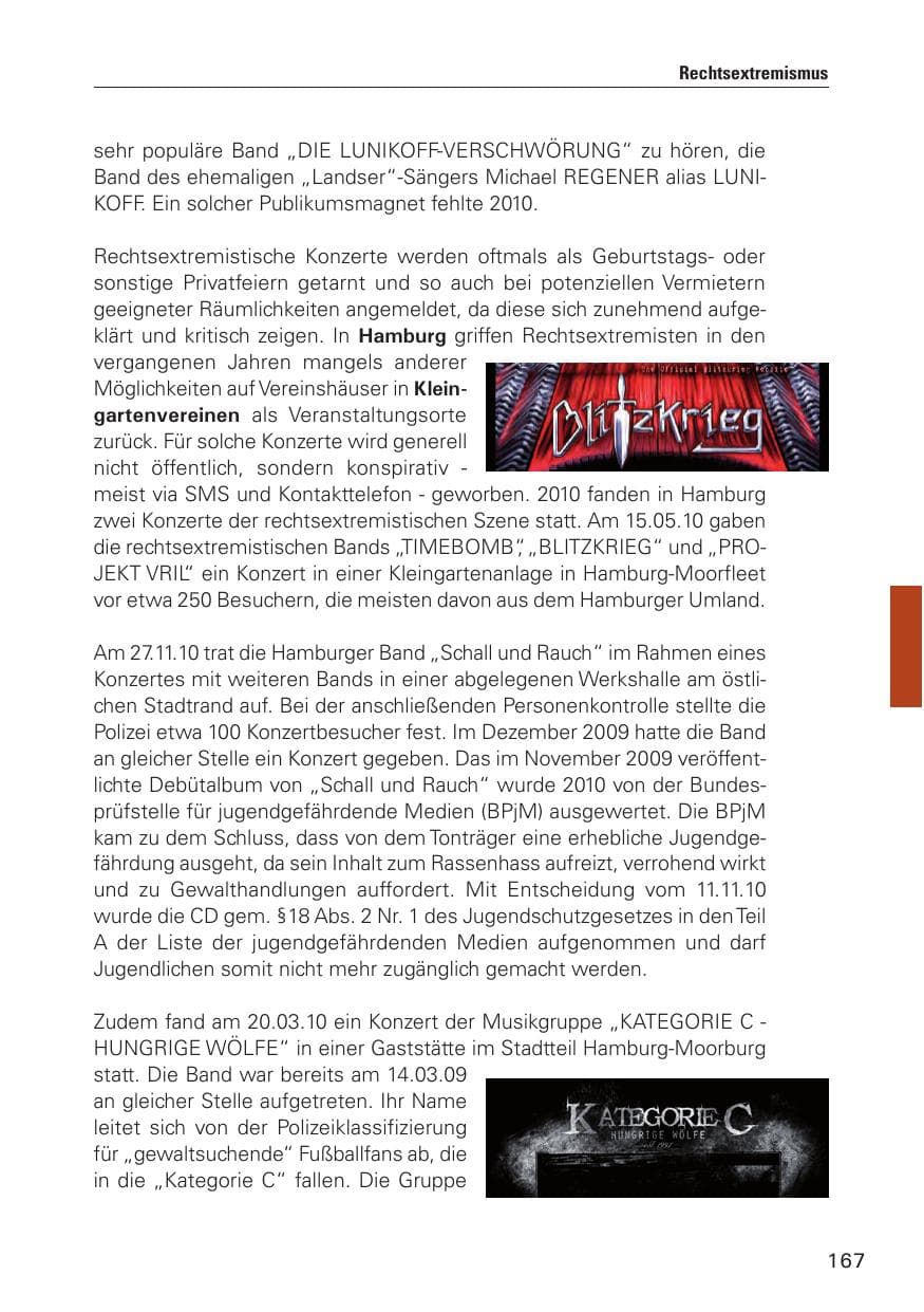 Seite 168 des Verfassungsschutzbericht 2010 Hamburg