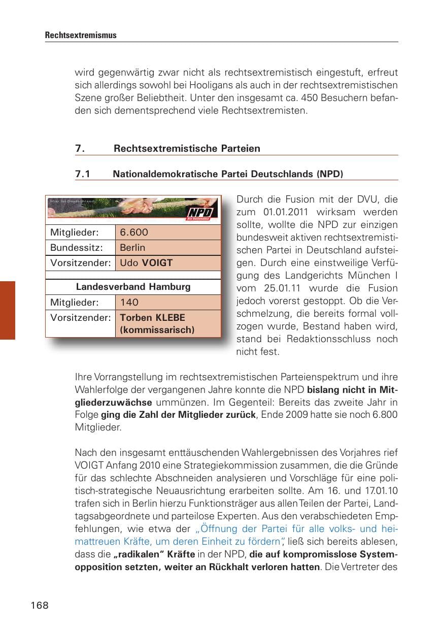 Seite 169 des Verfassungsschutzbericht 2010 Hamburg