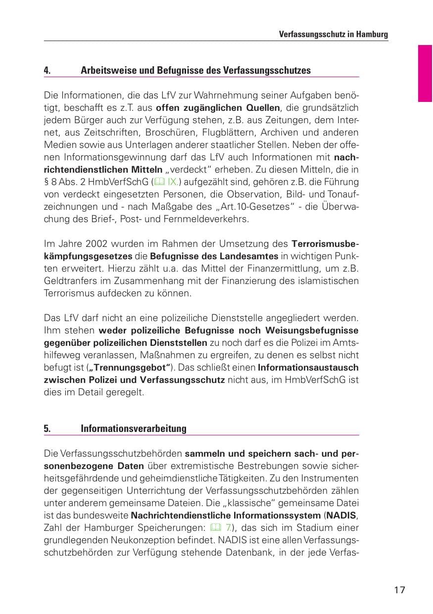 Seite 18 des Verfassungsschutzbericht 2010 Hamburg