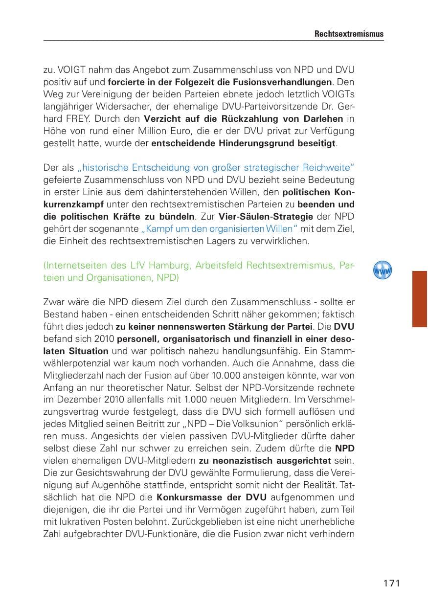Seite 172 des Verfassungsschutzbericht 2010 Hamburg