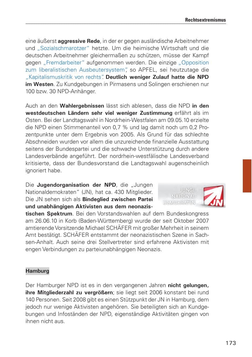 Seite 174 des Verfassungsschutzbericht 2010 Hamburg