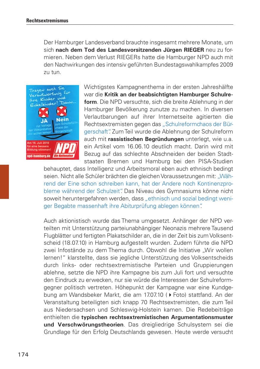 Seite 175 des Verfassungsschutzbericht 2010 Hamburg
