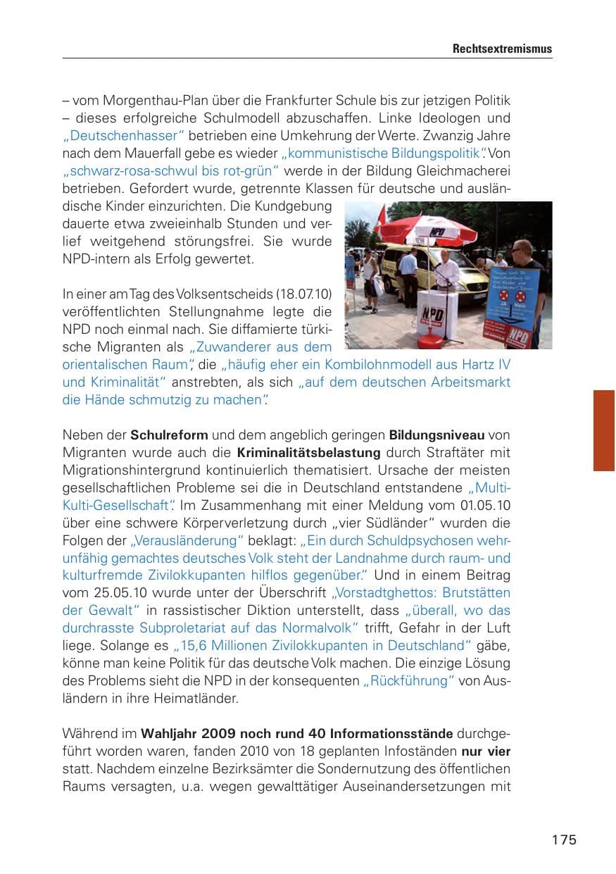 Seite 176 des Verfassungsschutzbericht 2010 Hamburg