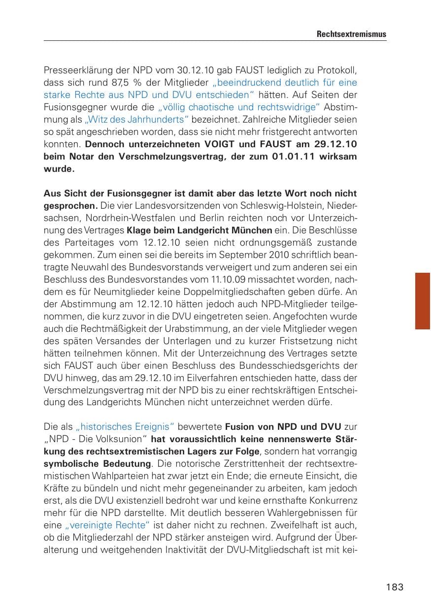 Seite 184 des Verfassungsschutzbericht 2010 Hamburg