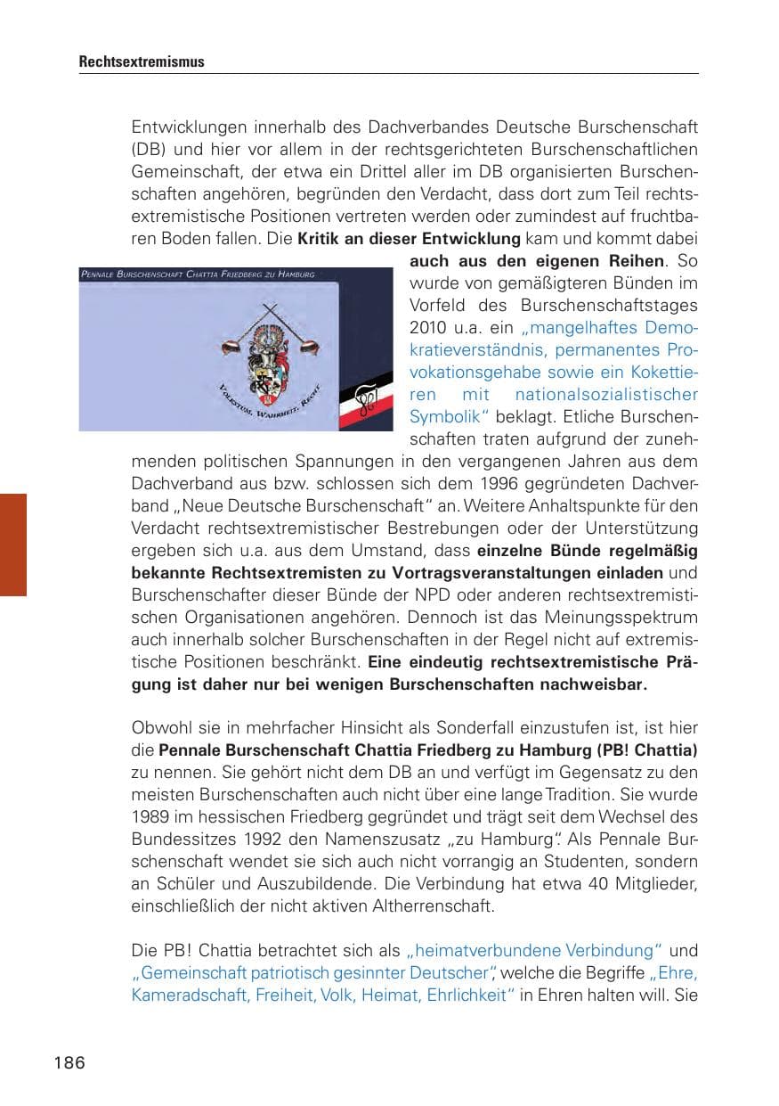 Seite 187 des Verfassungsschutzbericht 2010 Hamburg