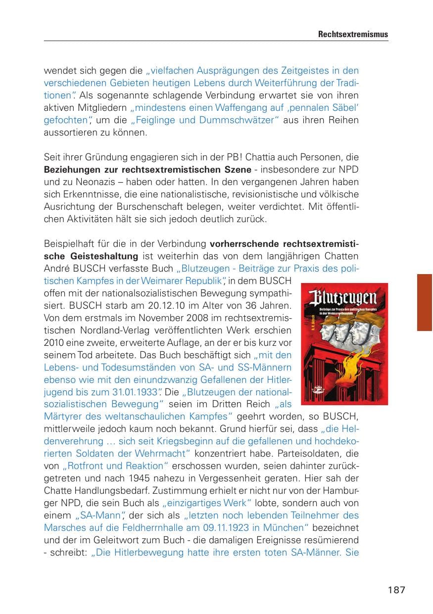 Seite 188 des Verfassungsschutzbericht 2010 Hamburg
