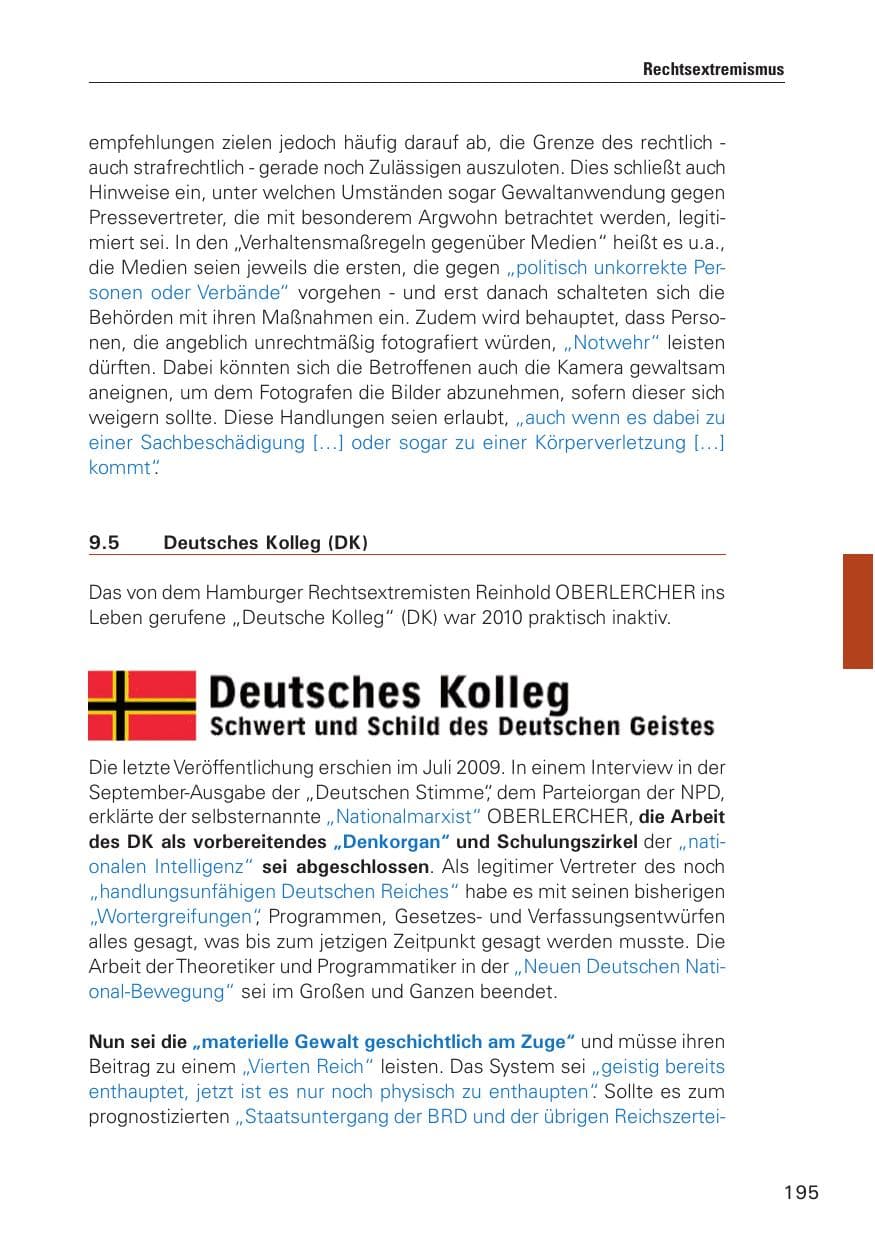 Seite 196 des Verfassungsschutzbericht 2010 Hamburg