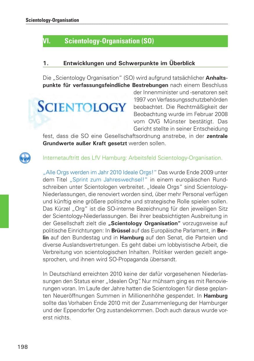 Seite 199 des Verfassungsschutzbericht 2010 Hamburg