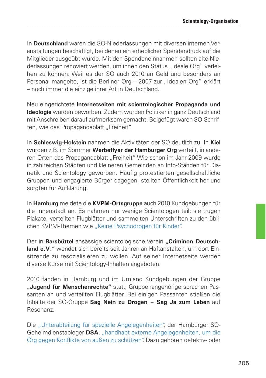 Seite 206 des Verfassungsschutzbericht 2010 Hamburg