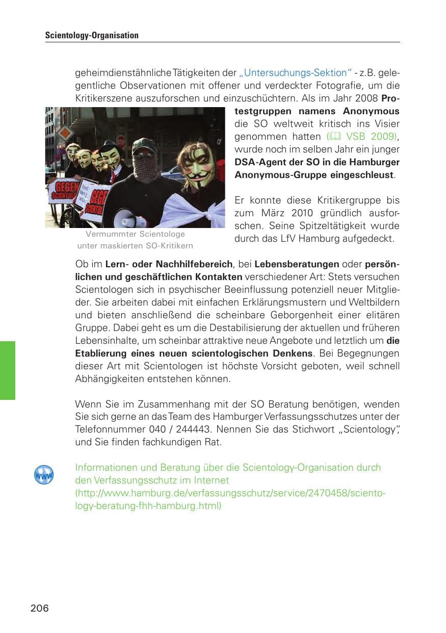 Seite 207 des Verfassungsschutzbericht 2010 Hamburg