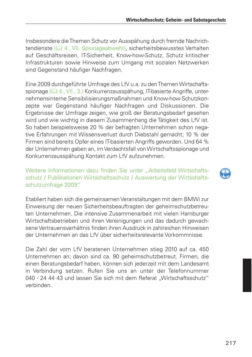 Seite 218 des Verfassungsschutzbericht 2010 Hamburg
