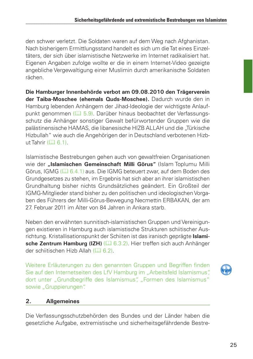 Seite 26 des Verfassungsschutzbericht 2010 Hamburg