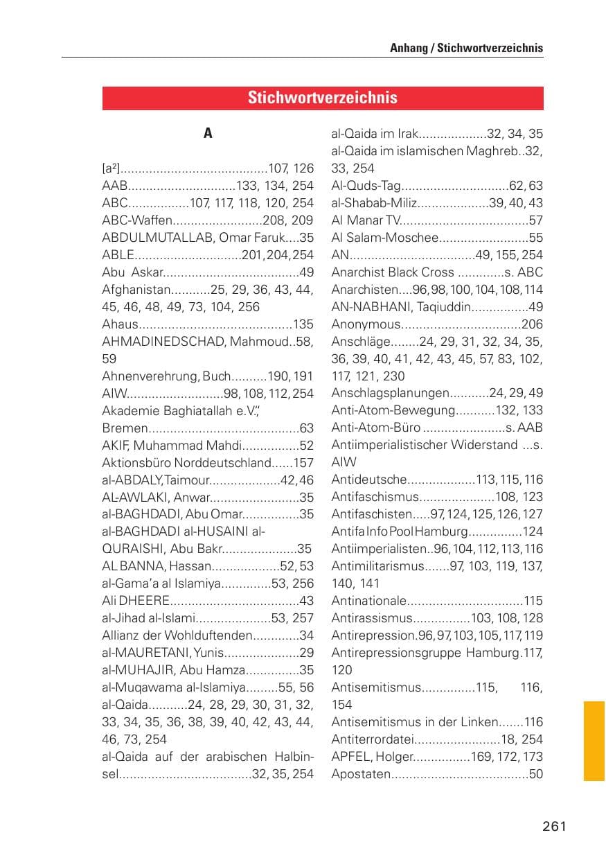 Seite 262 des Verfassungsschutzbericht 2010 Hamburg
