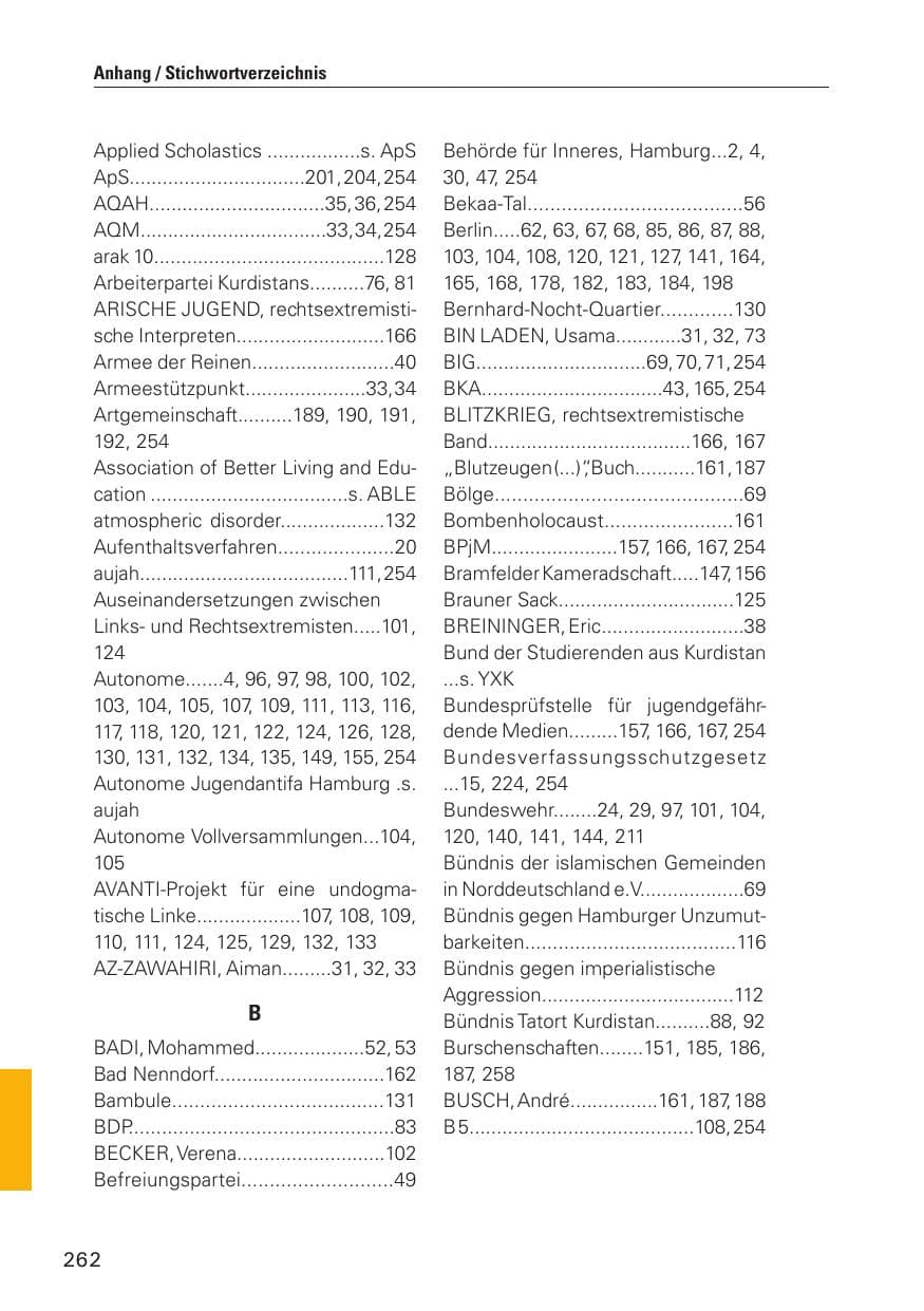 Seite 263 des Verfassungsschutzbericht 2010 Hamburg