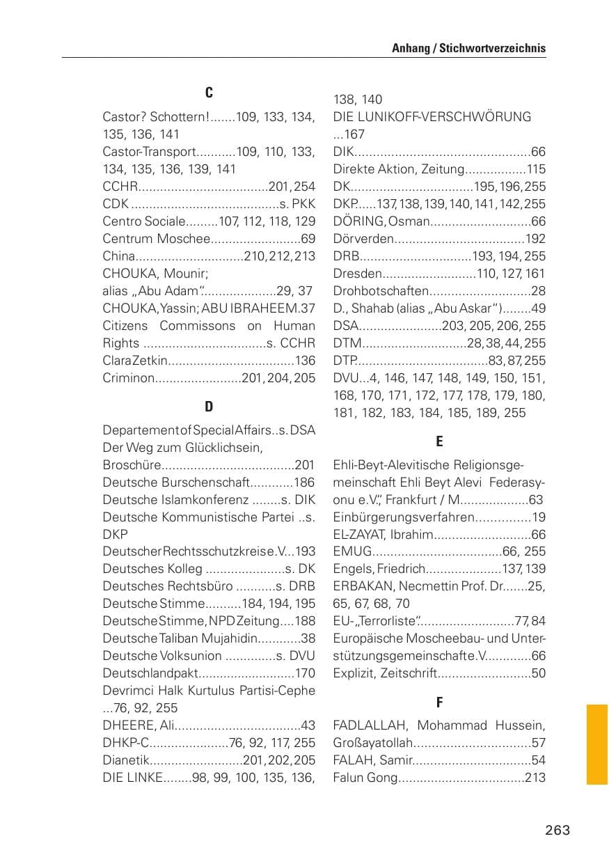 Seite 264 des Verfassungsschutzbericht 2010 Hamburg