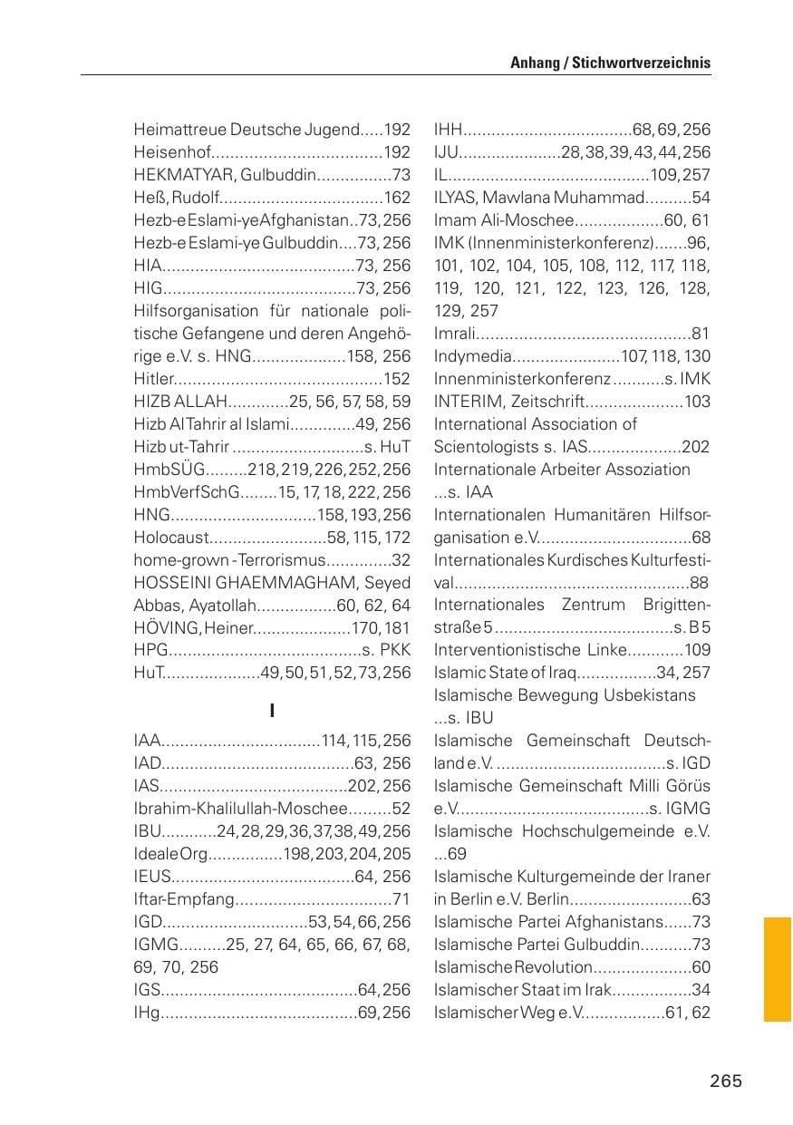 Seite 266 des Verfassungsschutzbericht 2010 Hamburg