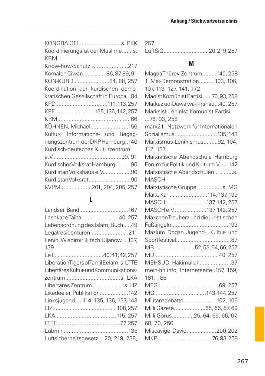Seite 268 des Verfassungsschutzbericht 2010 Hamburg