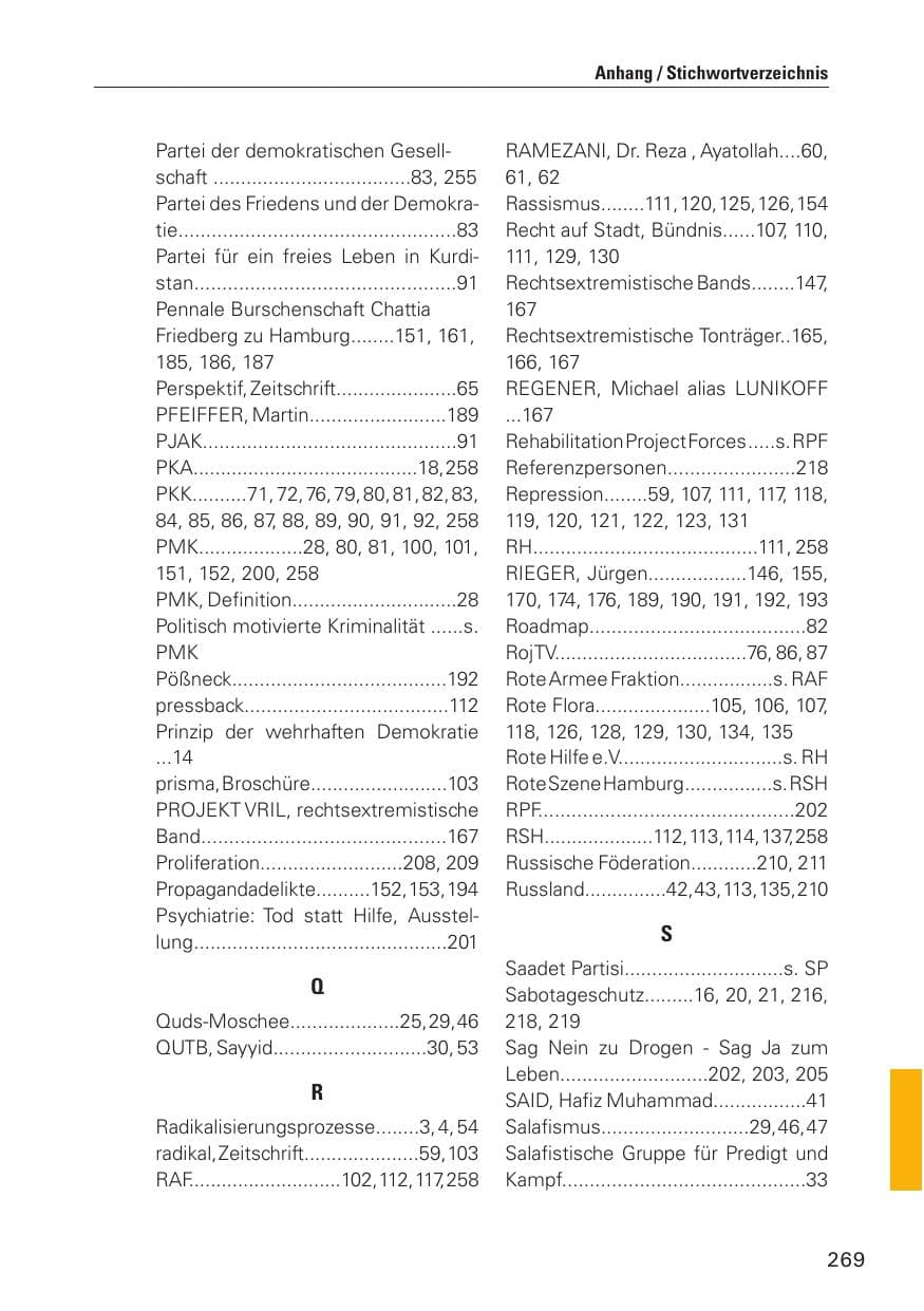 Seite 270 des Verfassungsschutzbericht 2010 Hamburg