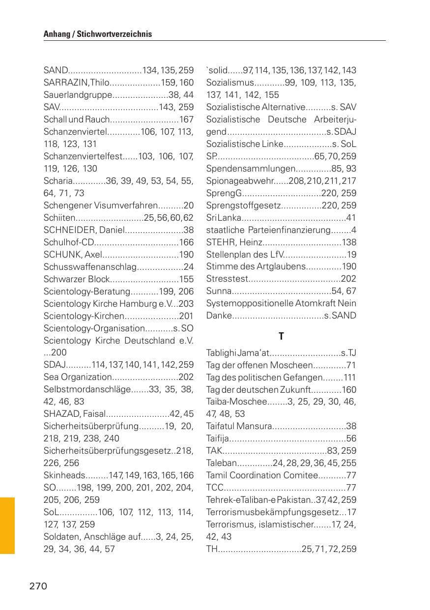 Seite 271 des Verfassungsschutzbericht 2010 Hamburg